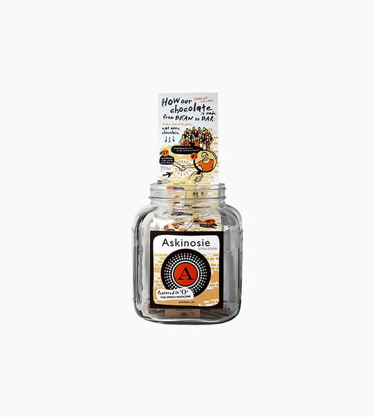 Askinosie chocolate itty bar jar